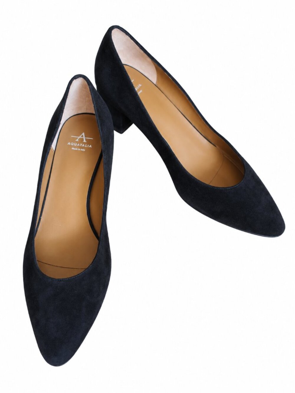 Aquatalia Pasha Black Suede Weatherproof Pointed Toe Pumps | 8